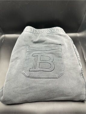 Balmain Charcoal Cotton Moto Joggers US M